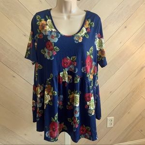 Stretchy floral babydoll top
